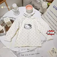 0405冬季新款女童加绒KT猫波点打底衣