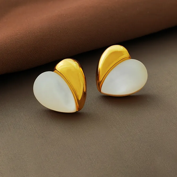 黄铜耳饰 [复古港风耳钉]爱心撞色简约轻奢小众高级感爆款超仙女