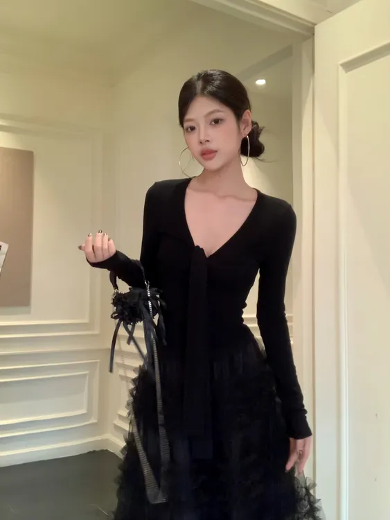 .TongTong 弗拉门戈魂 秋冬高定系列黑色堆纱蛋糕裙