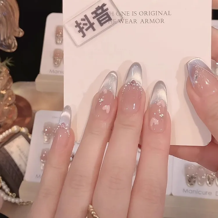 美甲钻纯欲风手工穿戴甲光疗显白美甲新款裸色纯手工夏日穿戴式