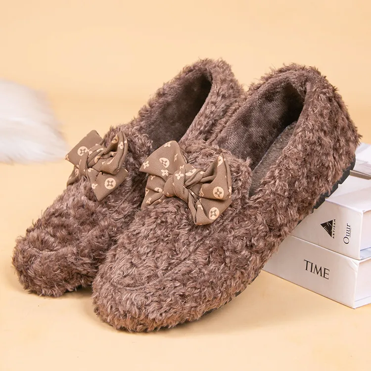 冬季新款毛毛鞋老北京棉鞋加绒加厚舒适百搭平底豆豆鞋轻便保暖鞋