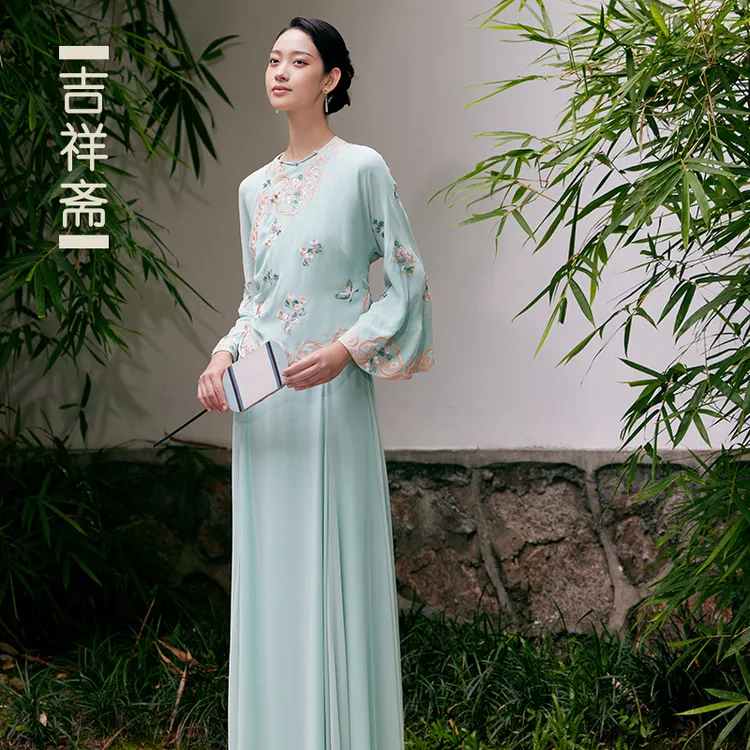 吉祥斋清芳霏收身上衣长裙民族风气质中国风231202058