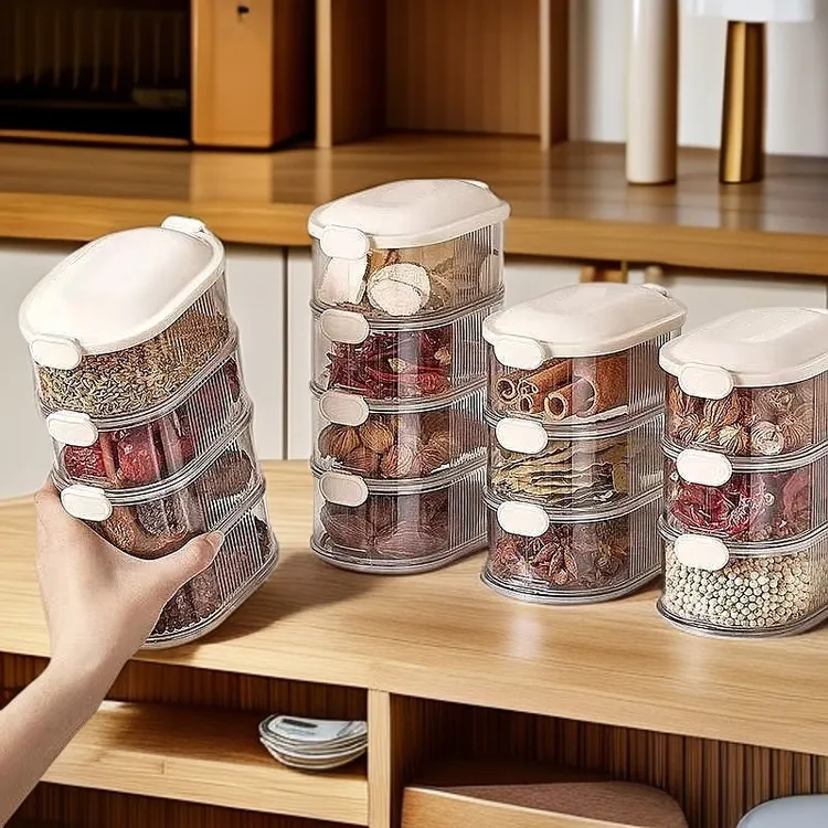 香料收纳盒调料盒一体多格家用厨房佐料分装防潮调味瓶密封罐