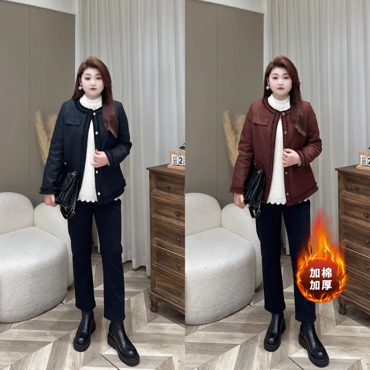 【上新外套】PMM82256秋冬新款法式轻奢气质优雅大码女装小香风外