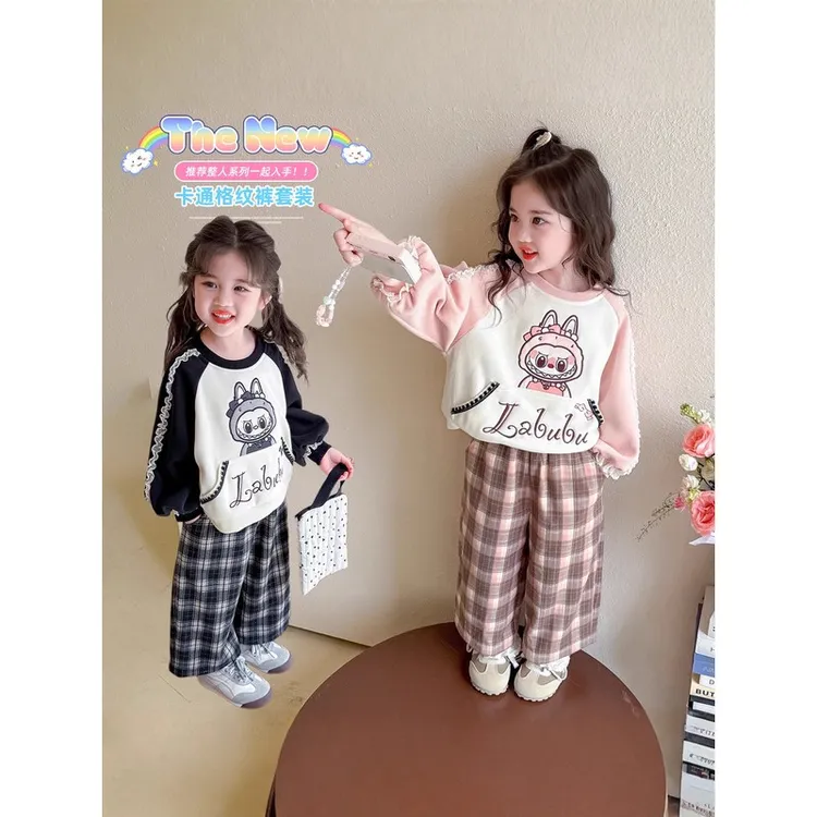 新疆西藏包邮女童拉布布套装春秋2025新款儿童卫衣休闲两件套衣服