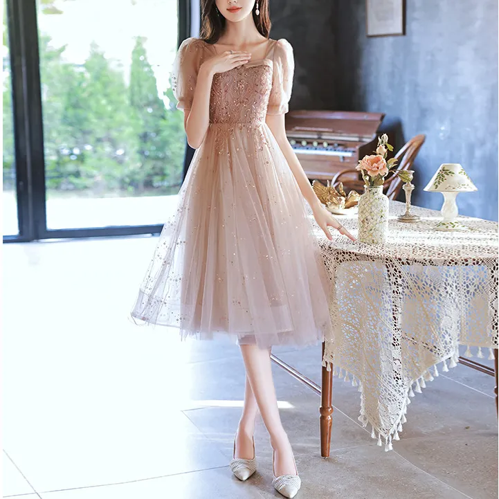 法式宴会小礼服2025新款轻奢高端气质名媛洋装连衣裙聚会伴娘服女