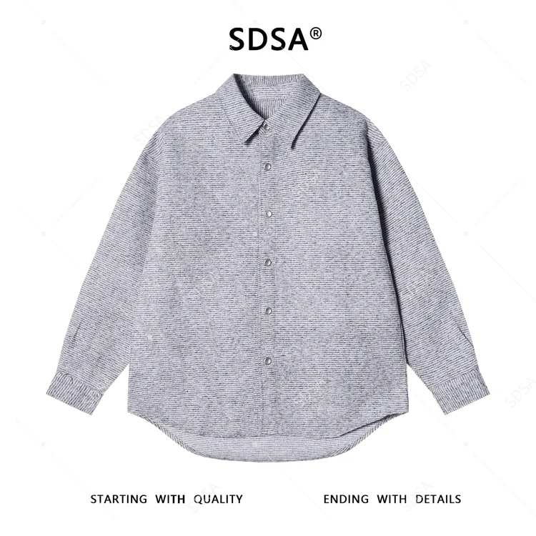 SDSA秋冬新款痞帅男装韩版简约小香风纽扣翻领长袖衬衫时尚衬衣