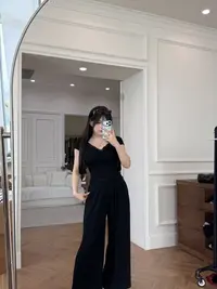 黑泽玄七微胖mm大码夏季蕾丝t恤高腰长裤套装女