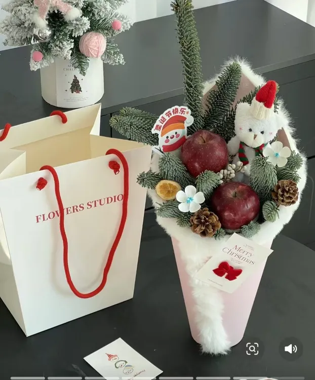 网红红棉绳黑棉绳鲜花包装袋生日情人节礼物袋加长提绳手拎袋批发