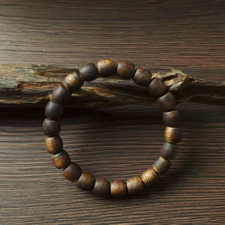 沉香单圈鼓珠 9mm/22颗 莺歌绿奇楠 多样性发其中一条
