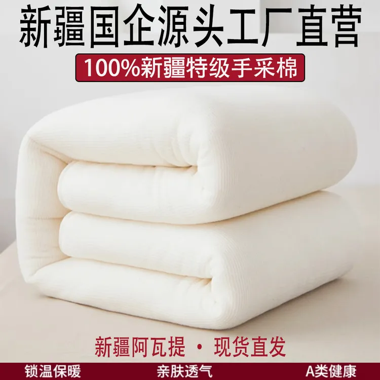 棉城品质新疆阿瓦提长绒棉纯棉棉花被网套棉胎盖垫四季通用包邮