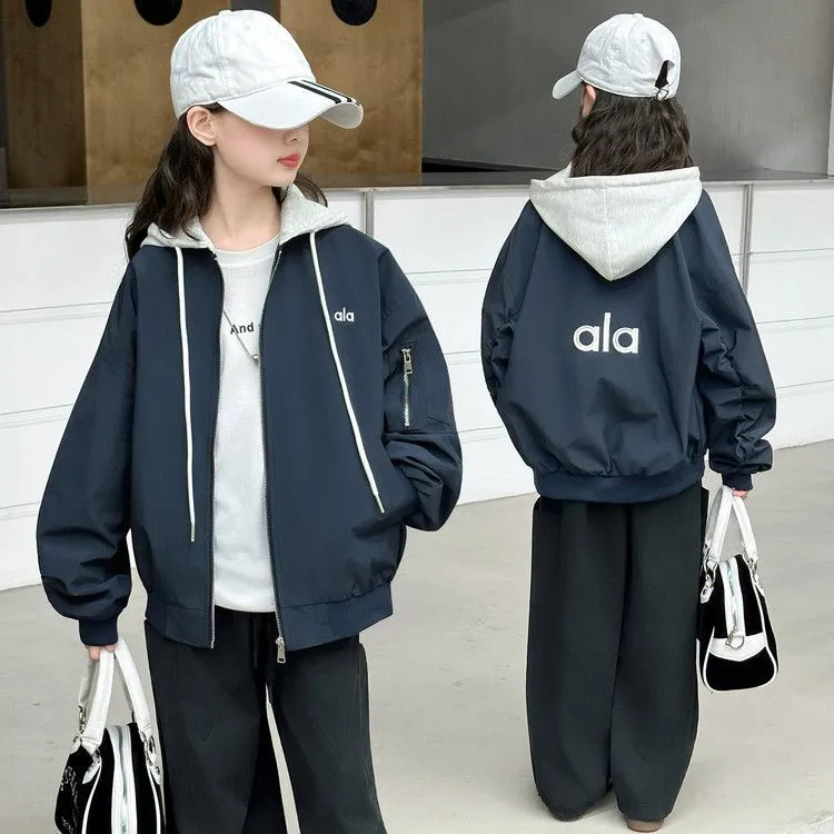 女童春秋外套2025新款儿童女孩大童秋装时髦洋气炸街立领夹克上衣