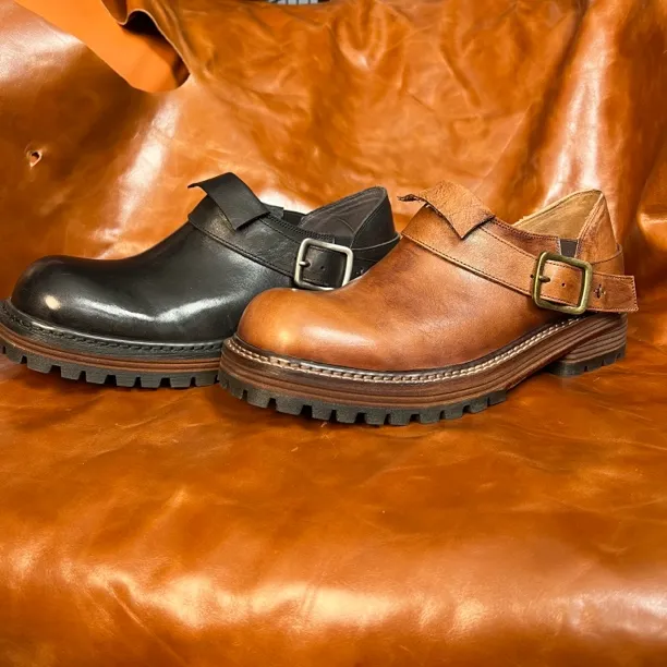 英伦厚底搭扣休闲组合底乐福鞋棕色秋季甜辣千金风