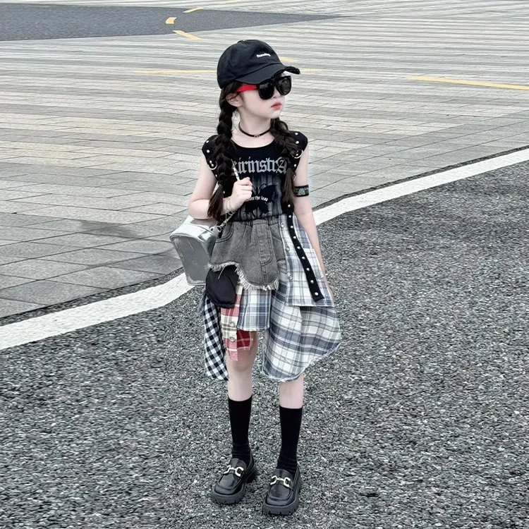 女童夏装套装新款2025时髦大童装背心薄款洋气裙裤中大童两件套潮