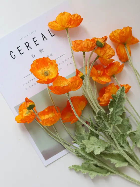 虞美人仿真花婚礼花艺假花插花客厅餐桌摆设装饰品拍照道具摆件