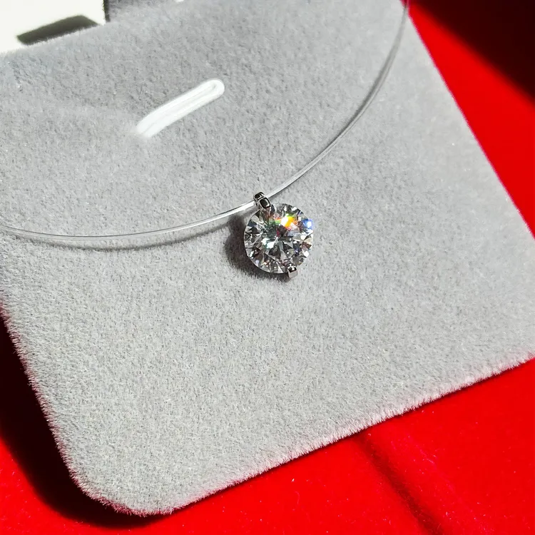 吊坠925银莫桑石 孙-丽同款925银人鱼之泪莫桑石超闪锁骨链轻奢