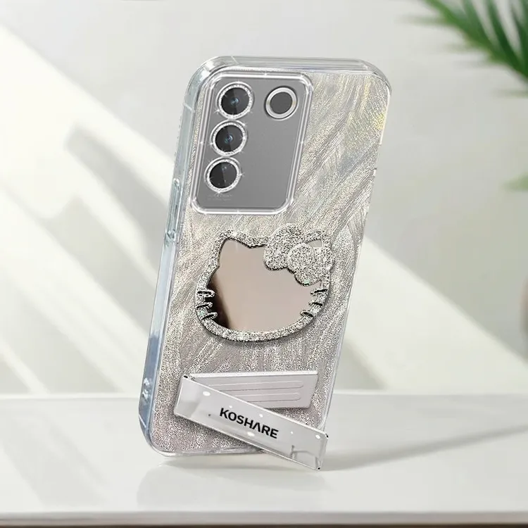 自带镜头膜VIVOS16手机壳镶钻kt猫镜子S16e全包防摔s16pro羽纱卡