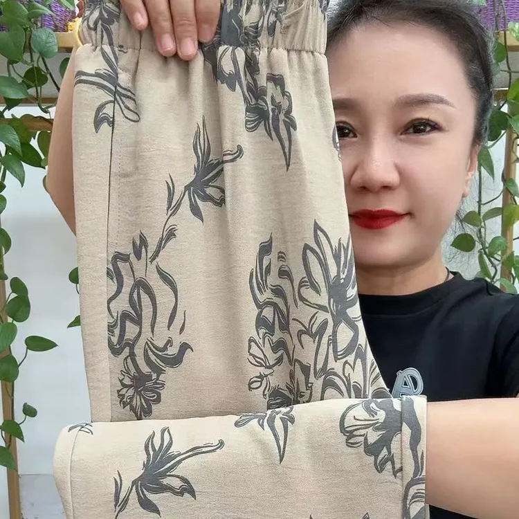 1921百搭印花直筒休闲裤夏季高级复古国风设计长裤