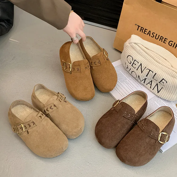 【单里+绒里】卡皮巴拉芒果头内增高4公分编织设计时尚勃肯鞋单鞋女