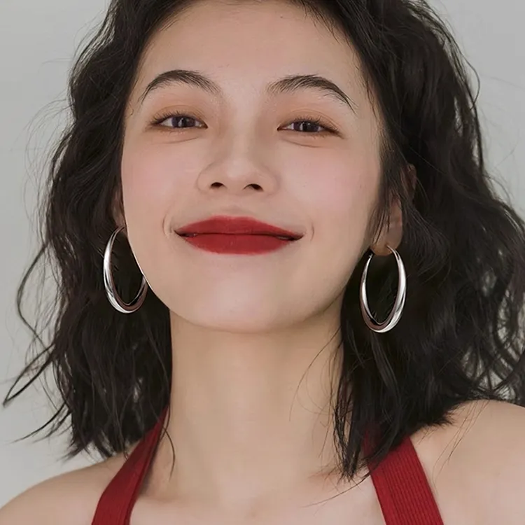 纯铜耳饰 925银针圈圈耳环女2025耳坠耳钉小众设计耳饰素圈耳圈