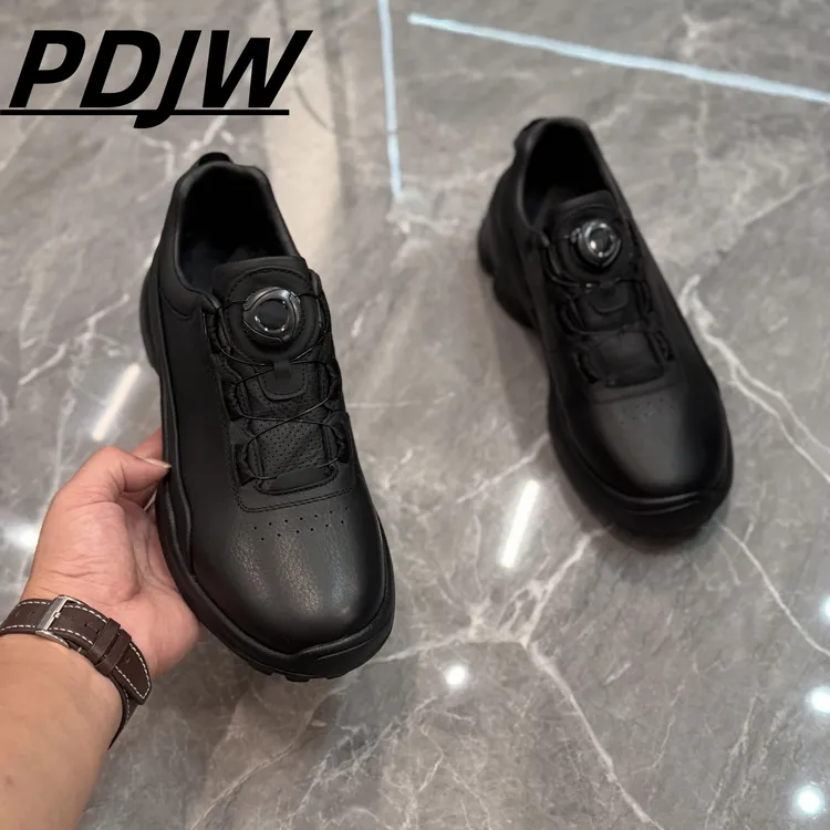 PDJW轻便懒人潮鞋男2025秋季新款时尚厚底商务百搭透气休闲皮鞋男