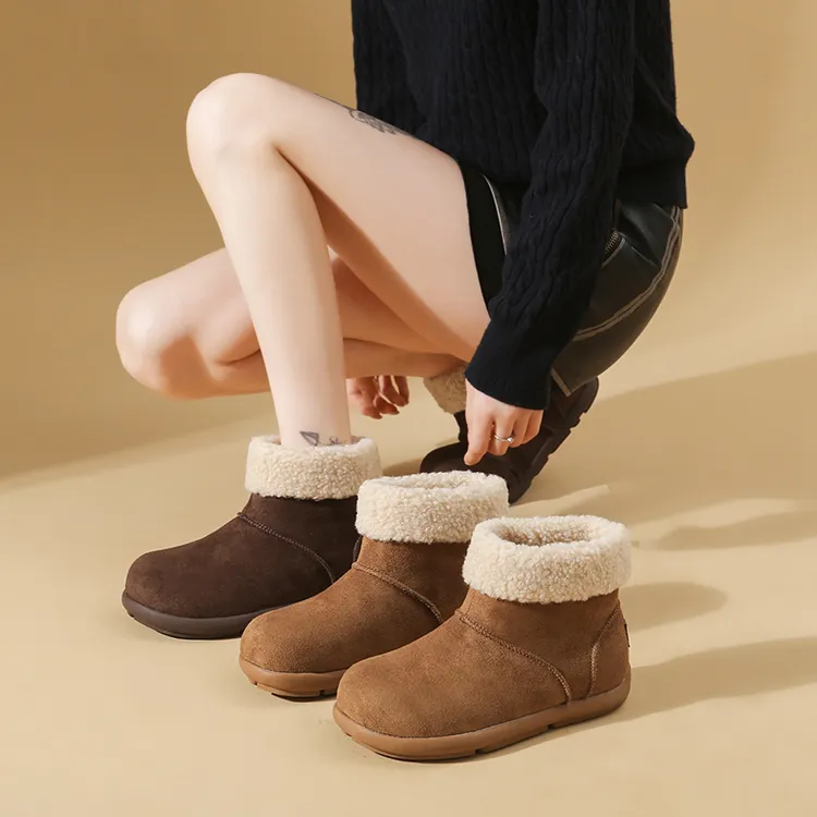 【品牌】卷毛土豆雪地靴2025新加厚保暖短筒雪地靴女百搭博肯靴659