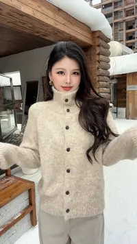 楚楚君 Laugh girl【温暖如初】新款百搭扣子开衫长袖毛衣XL531215J