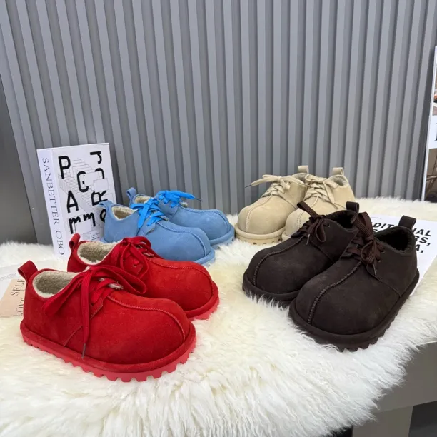 广州欧货【彩虹糖】早春新款真皮4cm减龄学院气质百搭磨砂皮松糕鞋