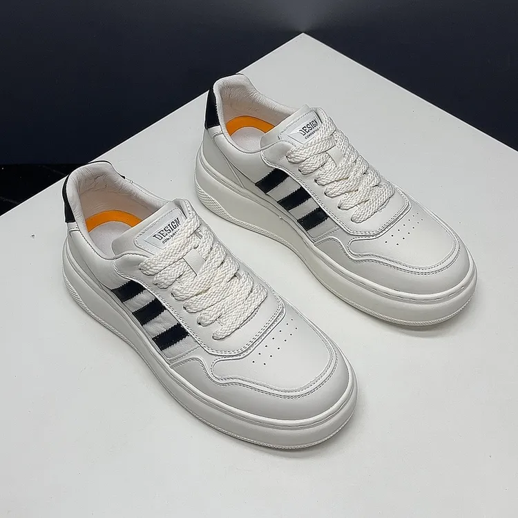 男士头层牛皮秋冬加绒厚底潮流百搭透气休闲板鞋真皮秋季低帮