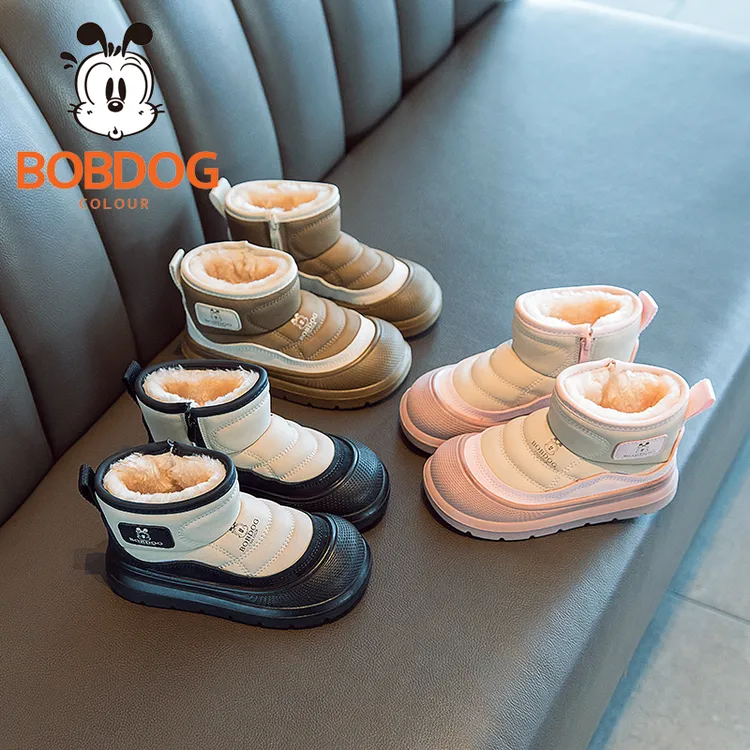 巴布豆/Bobdog2025男女童雪地棉时尚网红女童雪地靴防滑保暖潮靴