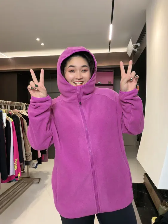 励志女孩大码秋冬加厚双面摇粒绒加长外套WT-M5