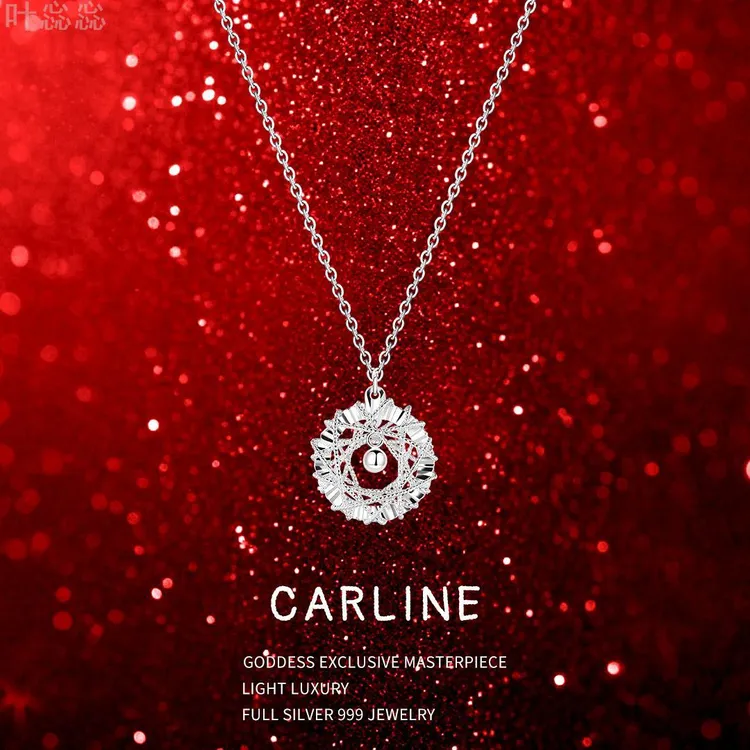 5G爆闪捕梦网纯银项链女足银999女小众设计锁骨链生日礼物送女友