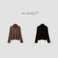 MS.MICHELLE 极简百搭刚需款堆堆领chao柔软显瘦打底上衣5349