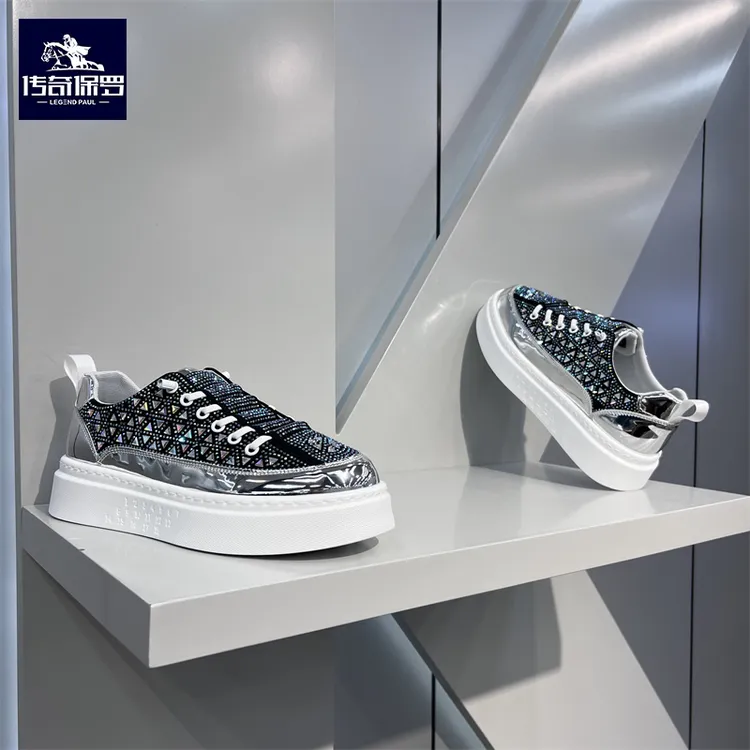 传奇保罗男鞋轻便透气低帮休闲鞋时尚潮流软底防滑厚底增高运动鞋