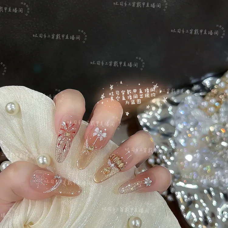 【告白烟火】轻奢显白纯手工穿戴甲光疗甲冰透渐变四季流行10片装