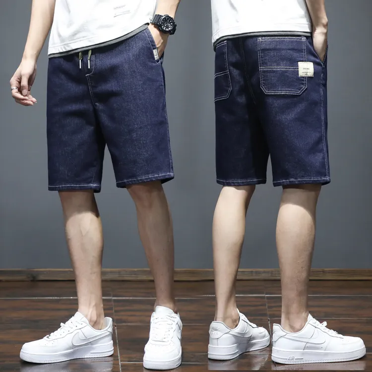 潮流裤子短裤休闲外穿中裤宽松牛仔裤五分裤弹力夏天夏季大码透气