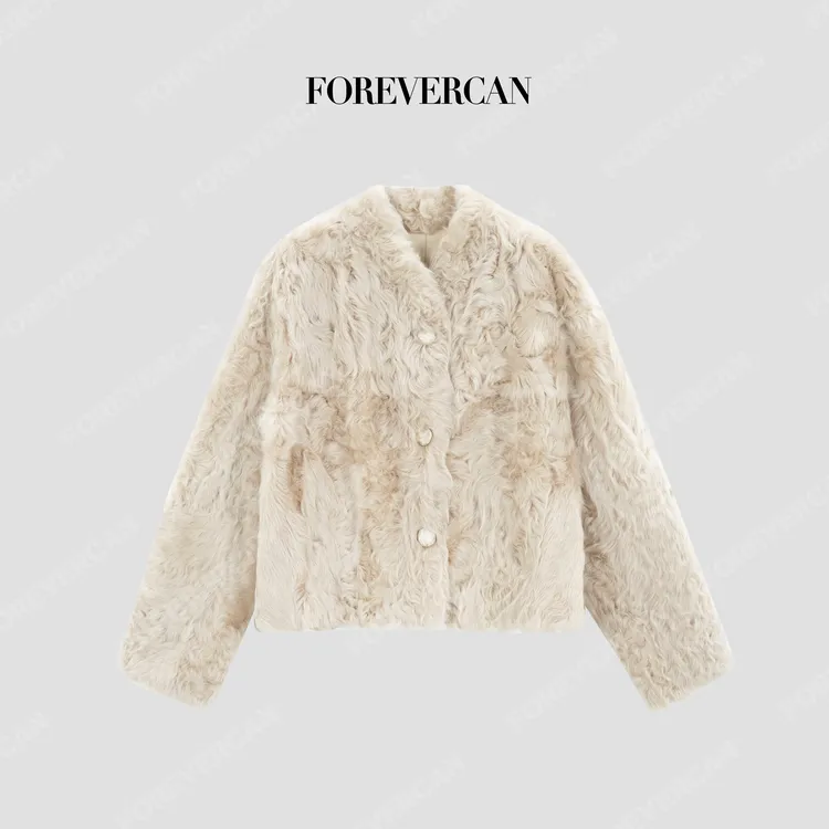FOREVERCAN“北威尔士”小湖羊皮毛一体廓形皮草外套FC57500