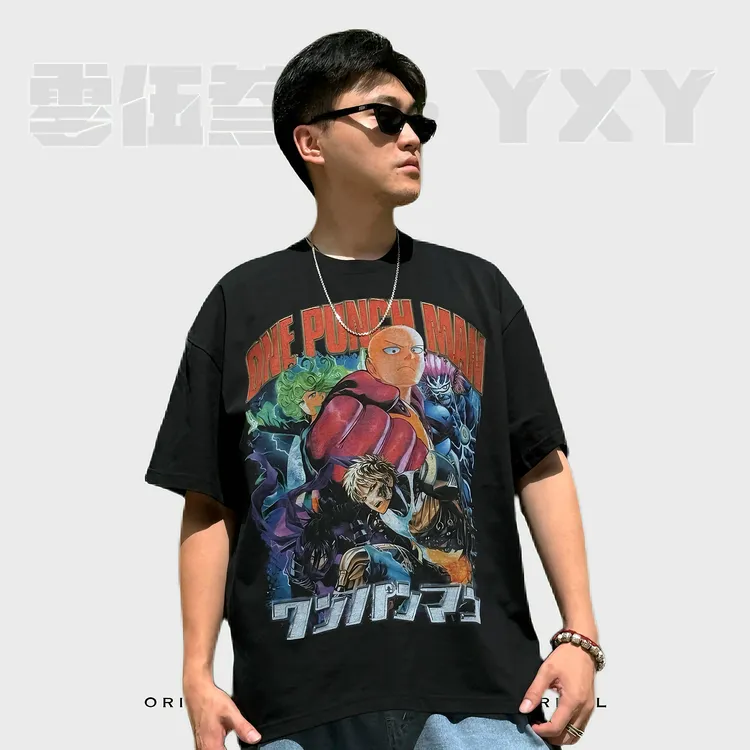 YXY【一拳超人】动漫二次元美式复古百搭T恤情侣短袖直喷棉印花潮流