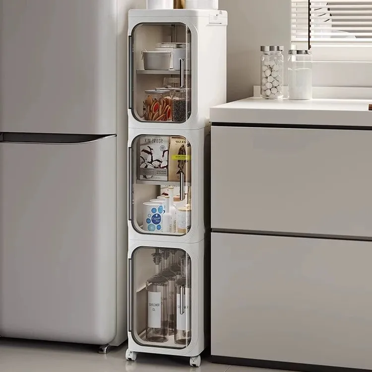 家用夹缝收纳柜分格客厅厨房缝隙多层置物柜卫生间窄储物柜置物NY