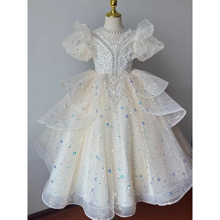 女童礼服高端轻奢小众花童儿童公主裙生日宴蓬蓬裙主持人钢琴演奏