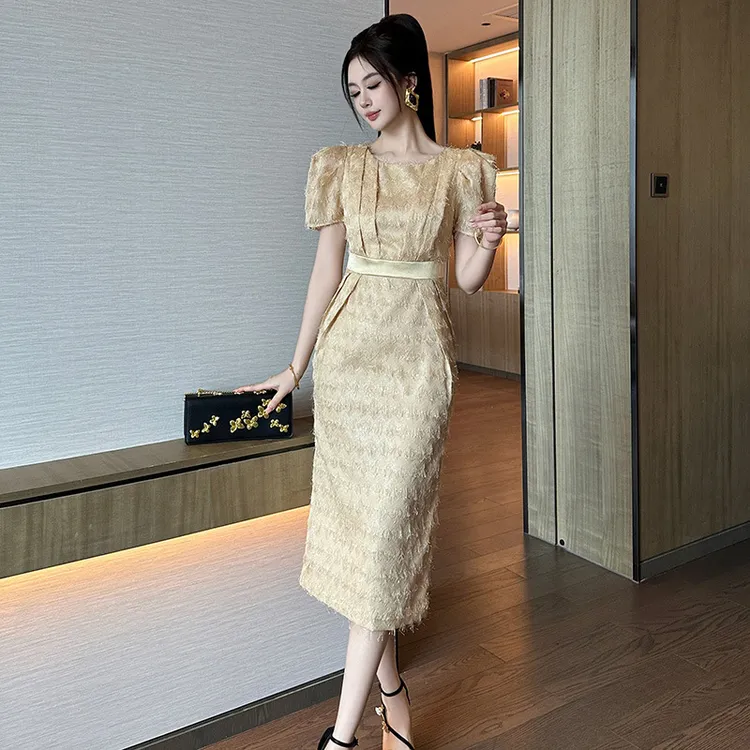 富家千金法式小香风短袖连衣裙女夏小个子收腰显瘦气质裙子50999