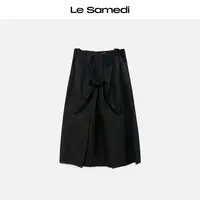 Le Samedi马油叶儿【夜宴蝴蝶】粗花鱼骨纹立裁打褶两穿抹胸半裙