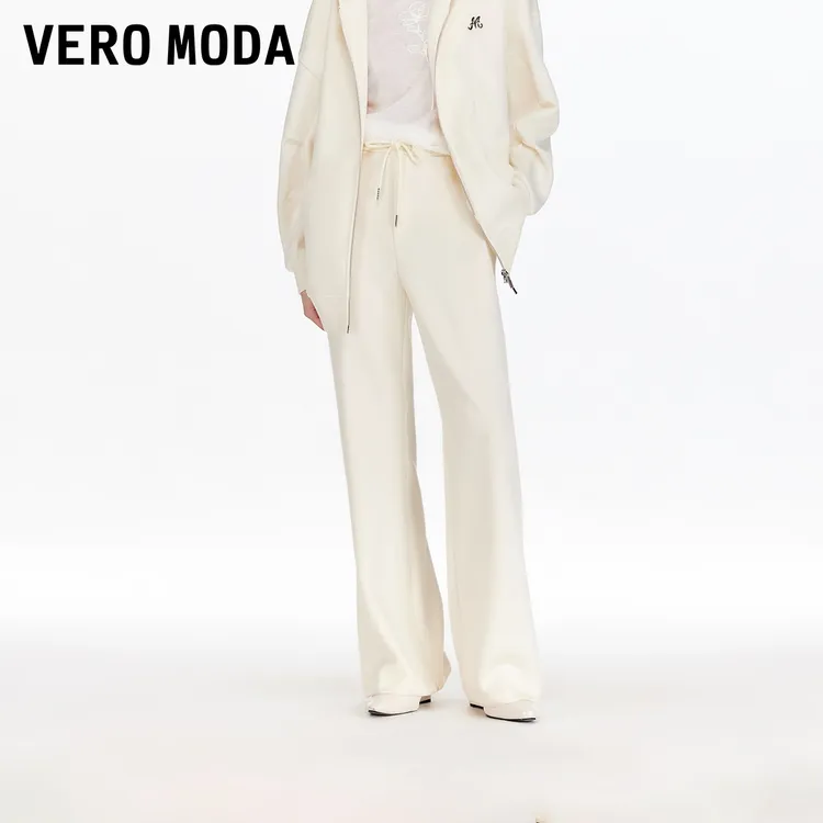 Vero Moda休闲裤【腿精裤】抽绳设计高腰微喇裤流光风325374005