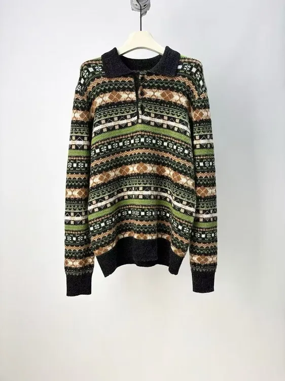 针织毛衣条纹撞色针织衫衫男士秋冬条纹毛衣秋冬