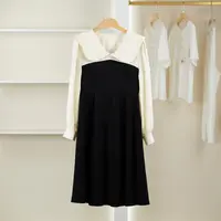 一路童行【诗M】3091848 娃娃领拼接连衣裙春秋女装专柜正品