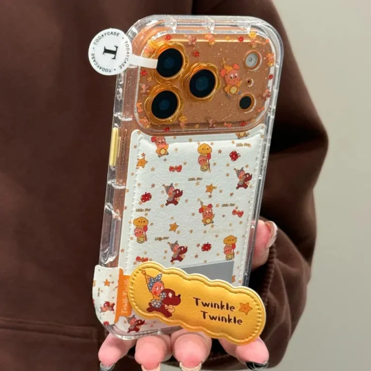 花朵镜头皮纹星星人苹果17promax闪粉iphone16支架15可爱14手机壳