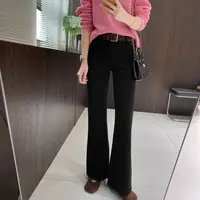 IMFLY金小金自制女装 牛仔裤DYK2850早秋气质修身微喇牛仔裤