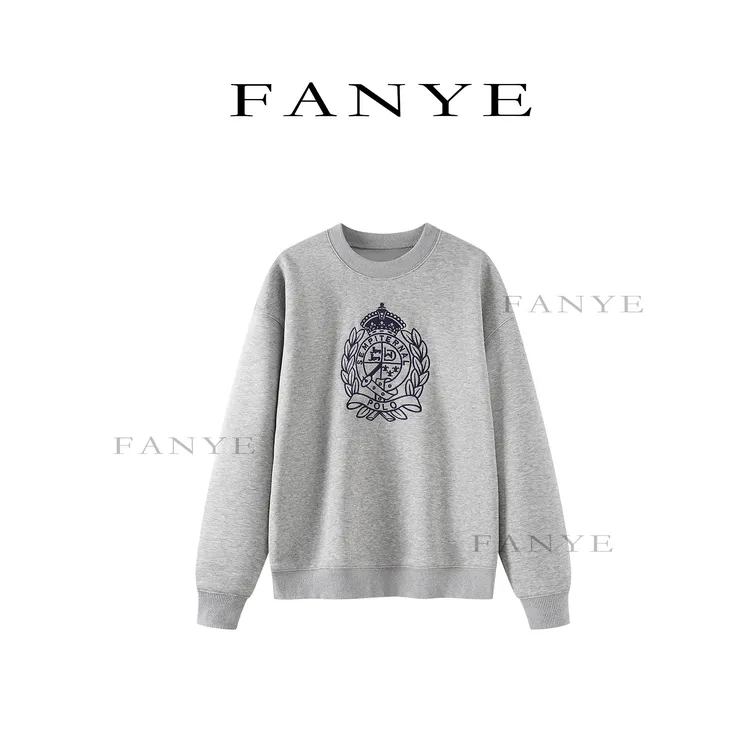 FANYE 2025冬季新款设计感立体图案双色卫衣卫裤套装