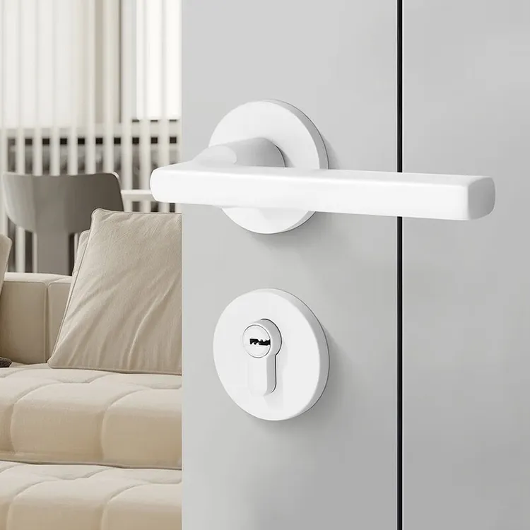 门锁室内卧室房间门锁静音磁吸门锁分体通用型家用木门锁灰色门锁