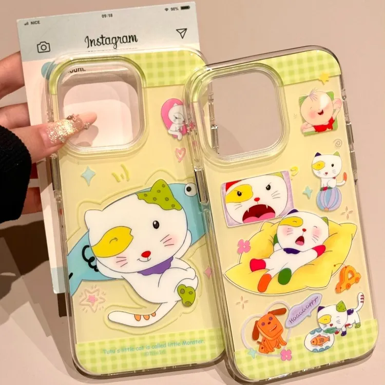 IMD可爱图图懒觉小怪大孔手机壳适用苹果华为15OPPOVIVO大孔小米